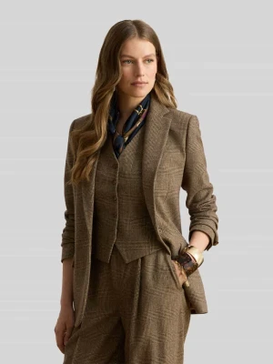 Żakiet zapinany na 1 guzik o kroju regular fit z kieszeniami z patką z wełny Lauren Ralph Lauren Camel