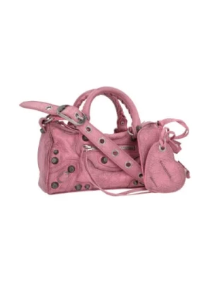 Zakładana skórzana torebka w kolorze antycznej różowej Balenciaga