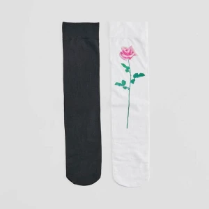 Zakolanówki czarne i białe z różą 2-pak House