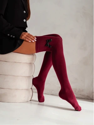 Zakolanówki z kokardką - bordowe  magmac 