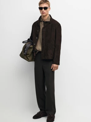 Zamszowa Koszula Wierzchnia Z Kieszenią - Czekoladowy - Massimo Dutti - Male