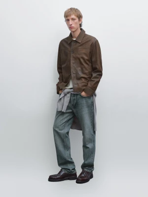 Zamszowa Kurtka Z Owczej Skóry - Brązowy - - Massimo Dutti - Mężczyzna