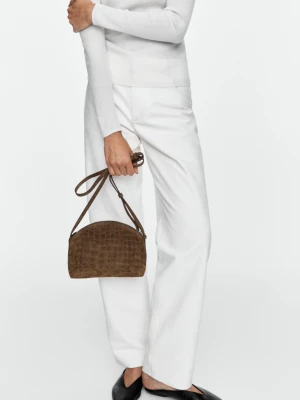 Zamszowa Torebka Listonoszka - Khaki - Massimo Dutti - Female