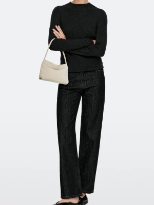 Zamszowa Torebka Na Ramię - Ecru - Massimo Dutti - Female