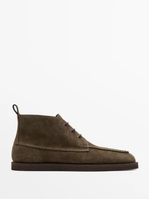 Botki Ze Skóry Zamsz - Brązowy - Massimo Dutti - Male