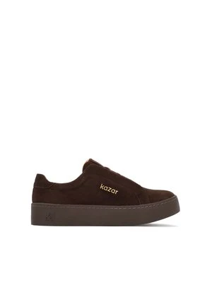 Zamszowe brązowe sneakersy Kazar