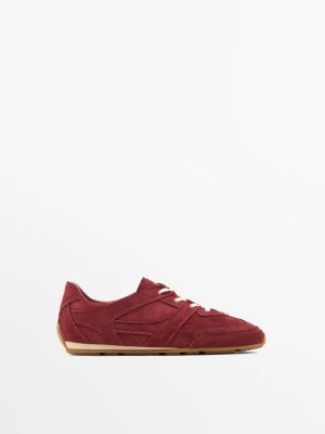 Zamszowe Buty Sportowe Z Ozdobnymi Elementami - Czerwony - - Massimo Dutti - Kobieta