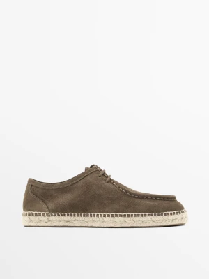Zamszowe Buty Z Jutową Podeszwą I Wypukłym Szwem - Szary - - Massimo Dutti - Mężczyzna