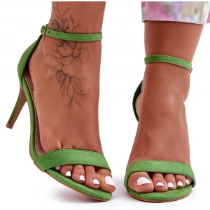 Zamszowe Klasyczne Sandały Na Szpilce Zielone Tossa Inna marka