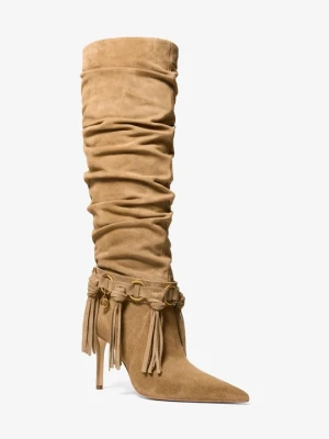 Zamszowe kozaki Dawn z frędzlami Michael Kors [3740] (Naturalny)