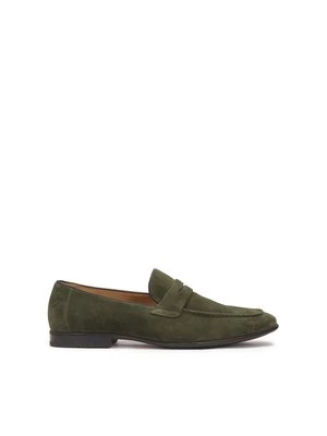 Zamszowe loafersy w khaki kolorze Kazar