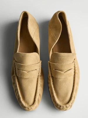 Zamszowe Mokasyny - Beżowy - - Massimo Dutti - Kobieta