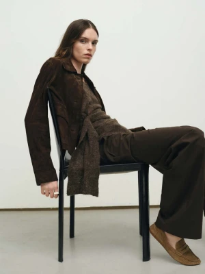 Zamszowe mokasyny średni brązowy - Kobieta - - MANGO