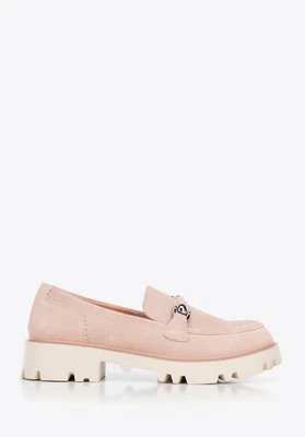 Zamszowe mokasyny z klamrą różowe Wittchen