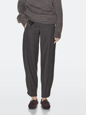 Zamszowe Mokasyny Z Marszczoną Kokardą - Brązowy - - Massimo Dutti - Kobieta