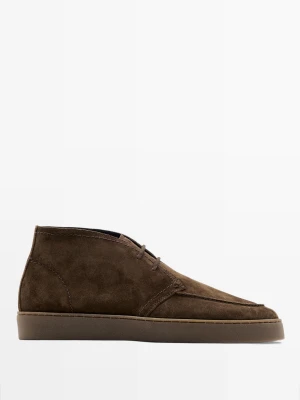 Zamszowe Półbuty Ze Skóry Z Wypukłym Szwem - Brązowy - Massimo Dutti - Male