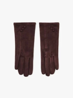 Zamszowe rękawiczki damskie ciemnobrązowe Moodo