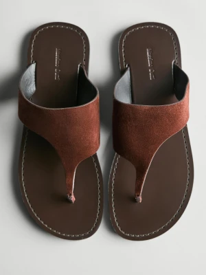 Zamszowe Sandały Na Palec - Bordowy - - Massimo Dutti - Kobieta