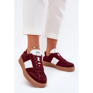 Zamszowe Sneakersy Damskie Big Star by Daniel Lopez SS2D4023 Bordowe czerwone