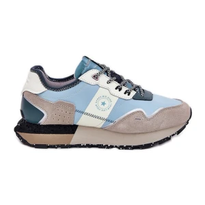 Zamszowe Sneakersy Damskie Big Star RR274245 HI-POLY System Szaro-Niebieskie