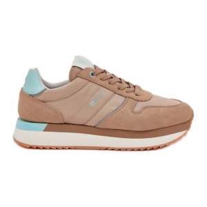 Zamszowe Sneakersy Damskie Big Star RR274A048 HI-POLY System Ciemnobeżowe beżowy