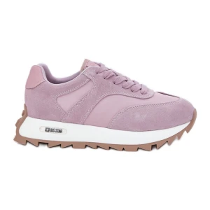 Zamszowe Sneakersy Na Platformie Damskie Big Star RR274900 HI-POLY System Fioletowe