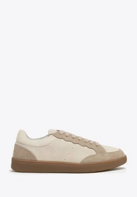 Zamszowe sneakersy z kontrastowymi elementami beżowe Wittchen