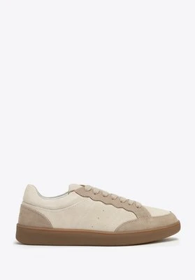 Zamszowe sneakersy z kontrastowymi elementami beżowe Wittchen