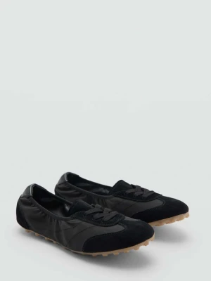 Zamszowe sneakersy z łączonych materiałów czarny - Kobieta - - MANGO