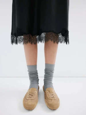 Zamszowe sneakersy z łączonych materiałów piaskowy - Kobieta - - MANGO