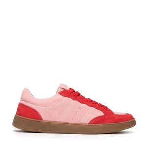Zamszowe sneakersy ze wstawkami z ekoskóry różowo - czerwone Wittchen