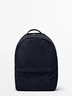 Plecak Ze Skóry I Zamszu - Granatowy - Massimo Dutti - Male
