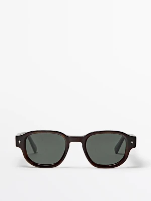 Zaokrąglone Okulary Przeciwsłoneczne - Brązowy - Massimo Dutti - Male