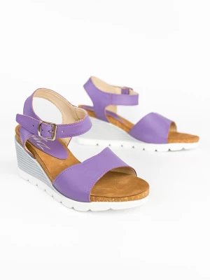 Zapato Skórzane sandały w kolorze fioletowym na koturnie rozmiar: 38