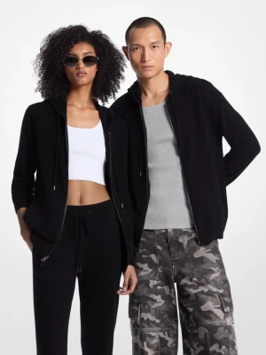 Zapinana bluza z kapturem z mieszanki wełny i kaszmiru Michael Kors CZARNY (Czarny)