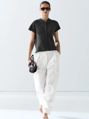 Zapinana Kamizelka Ze 100% Kaszmiru - Szary Antracytowy - Massimo Dutti - Female
