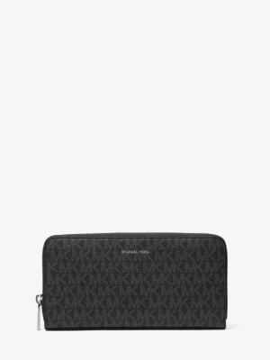 Zapinany na zamek portfel Greyson z logo Michael Kors CZARNY (Czarny)