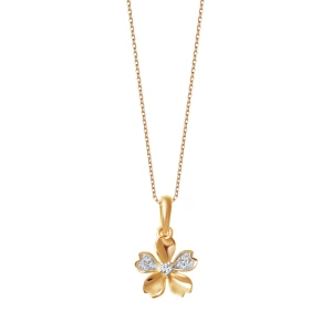 Zawieszka z dwukolorowego złota z diamentami - kwiat Biżuteria YES