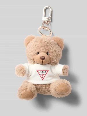 Zawieszka z nadruk z logo model 'Bear' Guess Jasnobrązowy