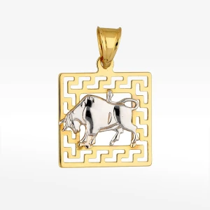 Zawieszka ze złota byk z wzorem greckim Filipowicz