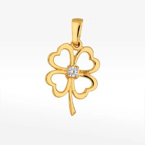 Zawieszka ze złota czterolistna koniczyna z białą cyrkonią Filipowicz