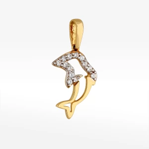 Zawieszka ze złota delfin z białymi cyrkoniami Filipowicz