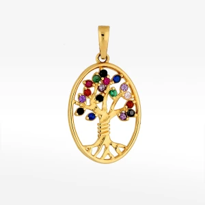 Zawieszka ze złota drzeko szczęścia z kolorowymi cyrkoniami Filipowicz