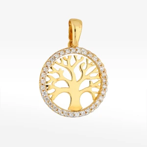 Zawieszka ze złota drzewko szczęścia z białymi cyrkoniami Filipowicz