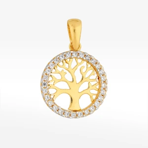 Zawieszka ze złota drzewko szczęścia z białymi cyrkoniami Filipowicz