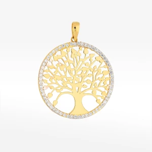 Zawieszka ze złota drzewko szczęścia z białymi cyrkoniami Filipowicz