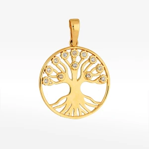 Zawieszka ze złota drzewko szczęścia z białymi cyrkoniami Filipowicz