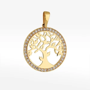 Zawieszka ze złota drzewko szczęścia z białymi cyrkoniami Filipowicz