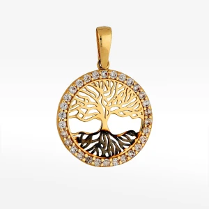Zawieszka ze złota drzewko szczęścia z białymi cyrkoniami Filipowicz
