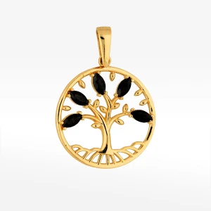 Zawieszka ze złota drzewko szczęścia z czarnymi cyrkoniami Filipowicz